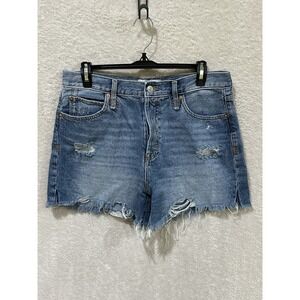 Free People WE THE FREE Makai Cut Off Denim Shorts Size 29 Distressed Button Fly